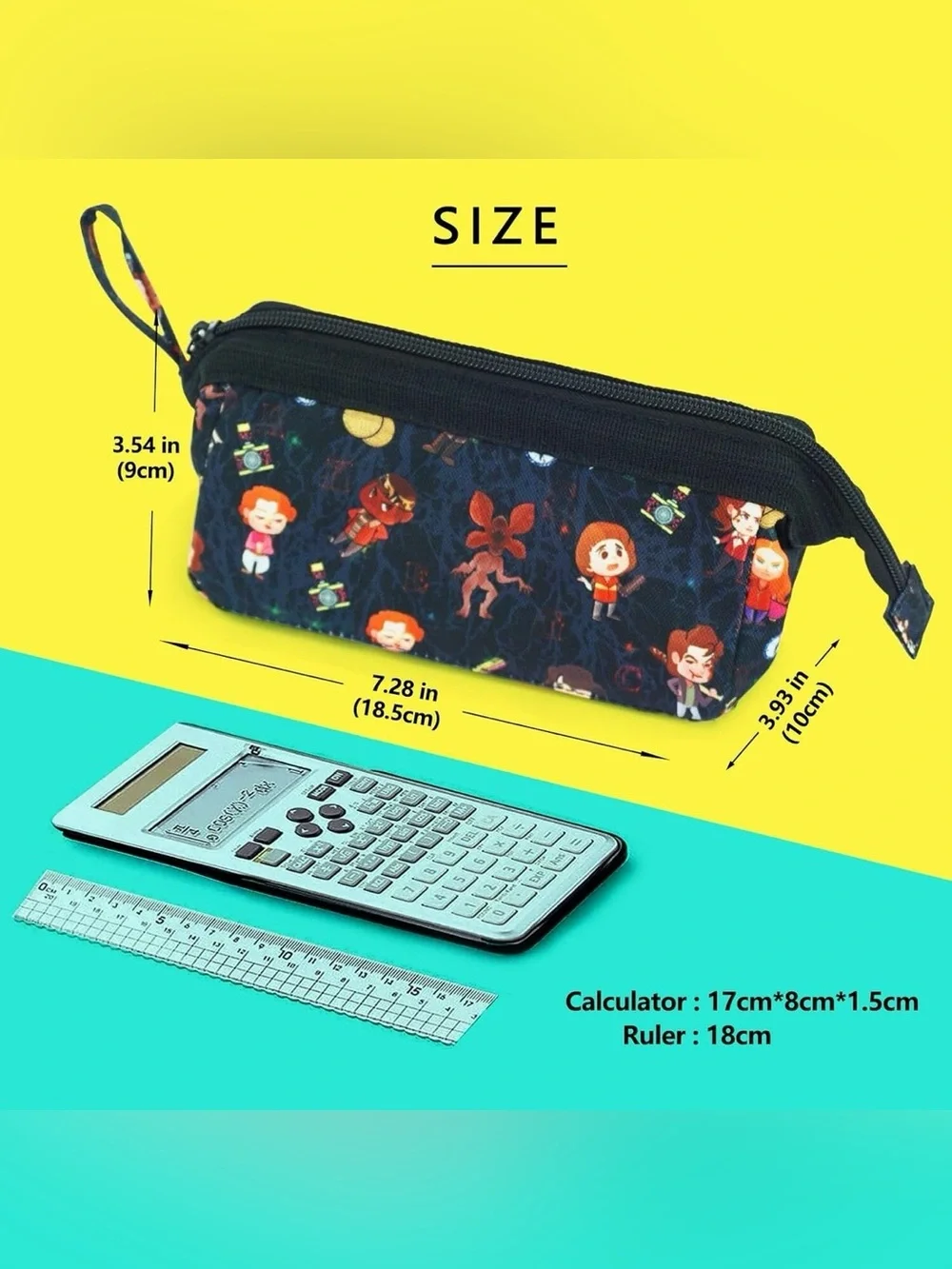 NWT Stranger Things Cartoon Graphic Pencil Case
